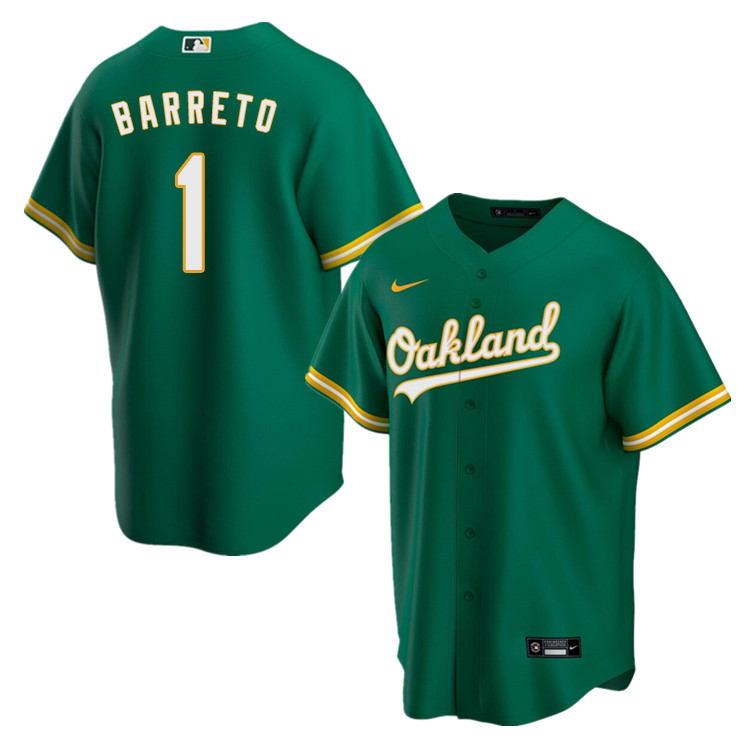 Nike Men #1 Franklin Barreto Oakland Athletics Baseball Jerseys Sale-Green